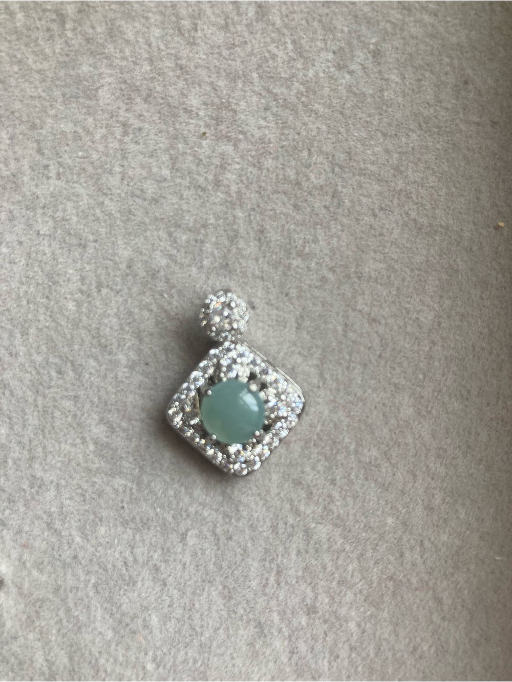 Minty jade and Crystal Halo pendant